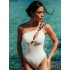 Padded Hollow Solid Color Braided Rope One-Shoulder One-Piece Swimwear
