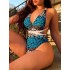 Deep V-Neck Backless Bandage One-Piece Swimwear