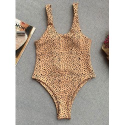 Leopard Print Backless One-Piece Swimsuit
