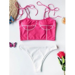 Abstract Printed Bandage Split Bikini Swimsuit