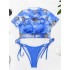 Printed Triangles+T-Shirt Three-Piece Set Tankini Swimsuit