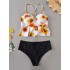 Floral-Print Underwired Falbala Split Bikini Swimsuit