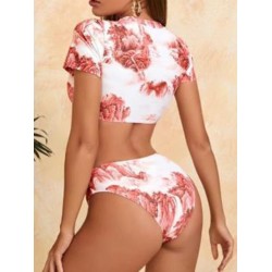 Chinese Style Printed Short Sleeve Split Wetsuit