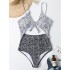 Polka-Dot Tankini Hollow Knotted One-Piece Swimwear