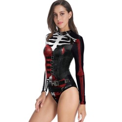 Halloween Harley Quinn Skeleton Printed Long-Sleeves Wetsuit
