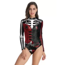 Halloween Harley Quinn Skeleton Printed Long-Sleeves Wetsuit