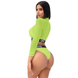 Long Sleeves See-Through Long Sleeves Three Piece Bikini Swimsuit