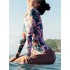 Floral Printed Long Sleeves One Piece Wetsuit