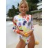 Personalized Printing Long Sleeve Backless Sexy Slim Wetsuit Swimwear
