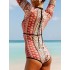 Long Sleeve Ethnic Print Round-Neck Zipper Wetsuit