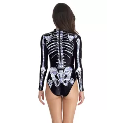Halloween Skeleton 3D-Print Long-Sleeves Wetsuit