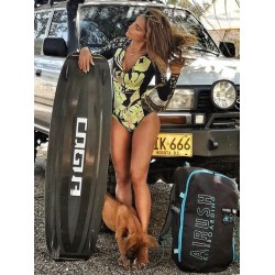 Long Sleeve Color-Block Floral Zipper Rash Guard