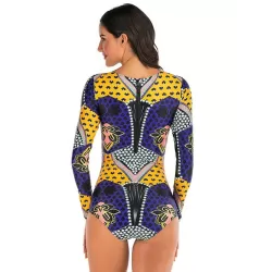 Ethnic Print Long Sleeves Split Wetsuit