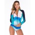 Contrast Trim Zipper Two Pieces Wetsuit
