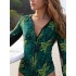 Printed Zipper Long Sleeves One-Piece Wetsuit