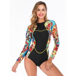 Contrast Back Zipper One Piece Wetsuit