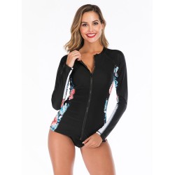 Long Sleeve Floral Printing Two-Piece Wetsuit