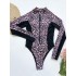 Leopard-Print Zipper Long Sleeves Wetsuit