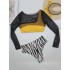 Long Sleeve Cover-Up Top One-Shoulder Bandeau High-Waisted Bikini Swimwear