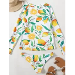 Floral Print Long Sleeve Round-Neck Tight Wetsuit