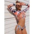 Floral Print Long Sleeve Tie Side Tight Wetsuit