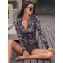 Floral Zipper Long Sleeve High-Waisted Split Wetsuit Swimwear