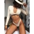 Deep V-Neck Solid Color Long Sleeve Sexy Split Wetsuit Swimwear