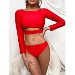 Long Sleeves Solid Color Hollow Split Wetsuit