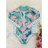 Long Sleeved Floral Printed Zipper One-Piece Wetsuits