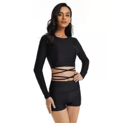 Long Sleeves Bandage Solid Color Split Wetsuits