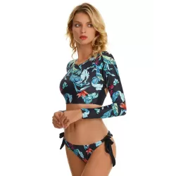 Floral Printed Long Sleeves Backless Bandage Split Wetsuits