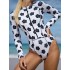 Long Sleeves Floral Printed Zipper One-Piece Wetsuits
