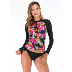 Floral Zipper Two Pieces Wetsuit