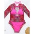 Long Sleeve Zebra Print Mesh Bikini Wetsuit Swimwear