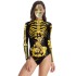 Fashion Halloween Skeleton 3D&Floral Printed Long-Sleeves Wetsuit