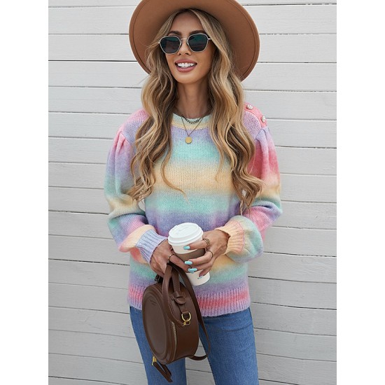 Casual Loose Patchwork Round-Neck Sweater Top Casual Loose Patchwork Round-Neck Sweater Top