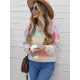 Casual Loose Patchwork Round-Neck Sweater Top Casual Loose Patchwork Round-Neck Sweater Top