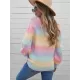 Casual Loose Patchwork Round-Neck Sweater Top Casual Loose Patchwork Round-Neck Sweater Top