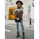 Casual Loose Zebra-Stripe Patchwork Sweater Top Casual Loose Zebra-Stripe Patchwork Sweater Top