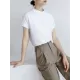 Casual Short Sleeves Loose Solid Color Stand Collar T-Shirts Tops Casual Short Sleeves Loose Solid Color Stand Collar T-Shirts Tops