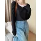 Asymmetric Split-Joint False Two Long Sleeves Round-Neck T-Shirts Tops Asymmetric Split-Joint False Two Long Sleeves Round-Neck T-Shirts Tops