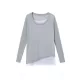Asymmetric Split-Joint False Two Long Sleeves Round-Neck T-Shirts Tops Asymmetric Split-Joint False Two Long Sleeves Round-Neck T-Shirts Tops