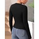 Asymmetric Solid Color Split-Side Long Sleeves Skinny Round-Neck T-Shirts Tops Asymmetric Solid Color Split-Side Long Sleeves Skinny Round-Neck T-Shirts Tops
