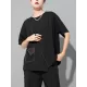 Asymmetric Solid Color Split-Joint Loose Short Sleeves Round-Neck T-Shirts Tops Asymmetric Solid Color Split-Joint Loose Short Sleeves Round-Neck T-Shirts Tops