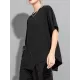 Asymmetric Solid Color Split-Joint Loose Short Sleeves Round-Neck T-Shirts Tops Asymmetric Solid Color Split-Joint Loose Short Sleeves Round-Neck T-Shirts Tops