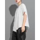 Asymmetric Solid Color Split-Joint Loose Short Sleeves Round-Neck T-Shirts Tops Asymmetric Solid Color Split-Joint Loose Short Sleeves Round-Neck T-Shirts Tops