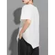 Asymmetric Solid Color Split-Joint Loose Short Sleeves Round-Neck T-Shirts Tops Asymmetric Solid Color Split-Joint Loose Short Sleeves Round-Neck T-Shirts Tops