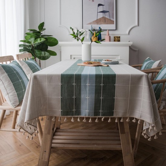 Plaid cotton Linen Tablecloth With Tassel Waterproof Plaid cotton Linen Tablecloth With Tassel Waterproof