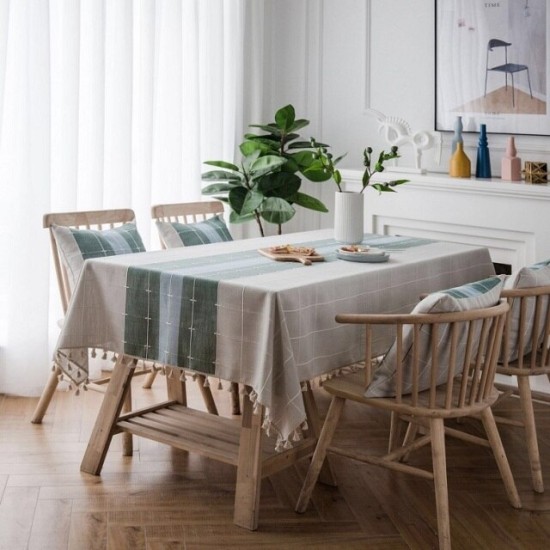 Plaid cotton Linen Tablecloth With Tassel Waterproof Plaid cotton Linen Tablecloth With Tassel Waterproof